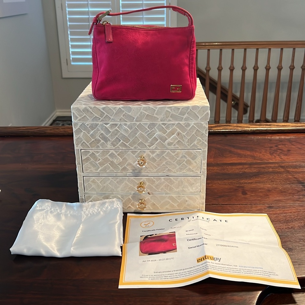 💸FLASH SALE💸FENDI Vintage Mini Suede Baguette in Pink - Picture 12 of 13